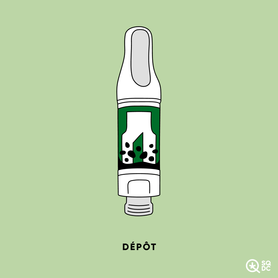 Illustration d’un dépôt sur les parois d’une cartouche de vapotage à filetage 510. 