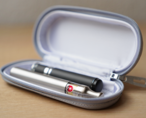 Photo of a cannabis vape in a safe storage case.