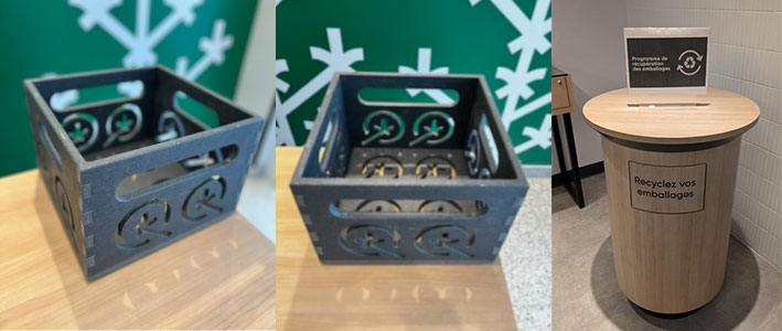 Boîte recyclage en succursale SQDC où déposer les emballages de cannabis.