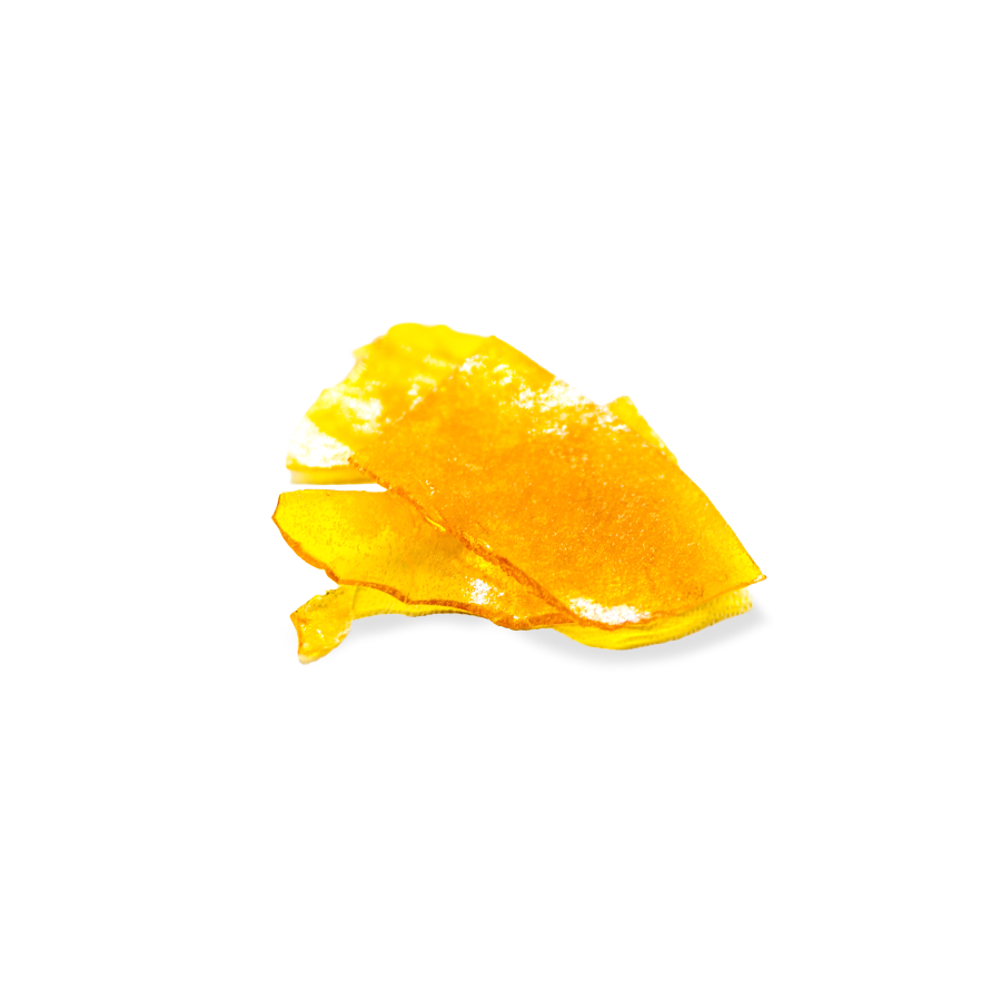 Résine de cannabis ayant une texture de type ambre.