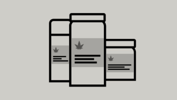 Illustration de contenant et emballage de produits de cannabis.