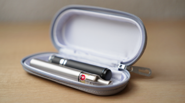 Photo of a cannabis vape in a safe storage case.