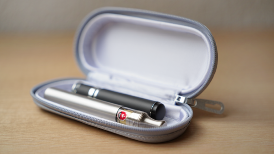 Photo of a cannabis vape in a safe storage case.